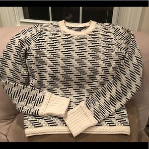 Tory Burch crew neck navy & cream sweater, XS